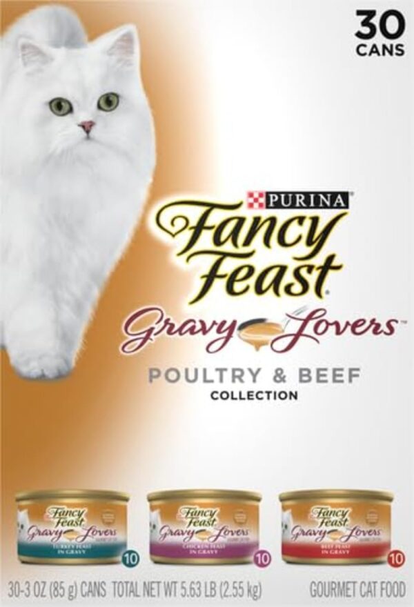 Purina Fancy Feast Gravy Lovers Poultry and Beef Grilled Gourmet Wet Cat Food Variety Pack - (Pack of 30) 3 oz. Cans - Image 14