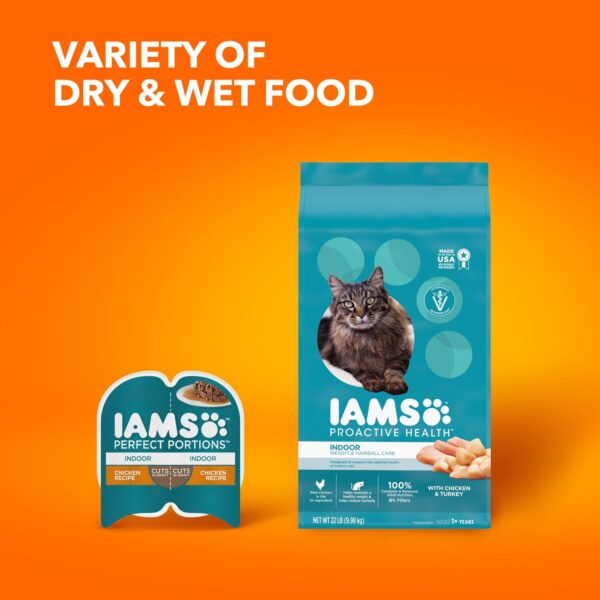 IAMS PROACTIVE HEALTH Adult Indoor Weight Control & Hairball Care Dry Cat Food with Chicken & Turkey Cat Kibble, 7 lb. Bag - Image 13