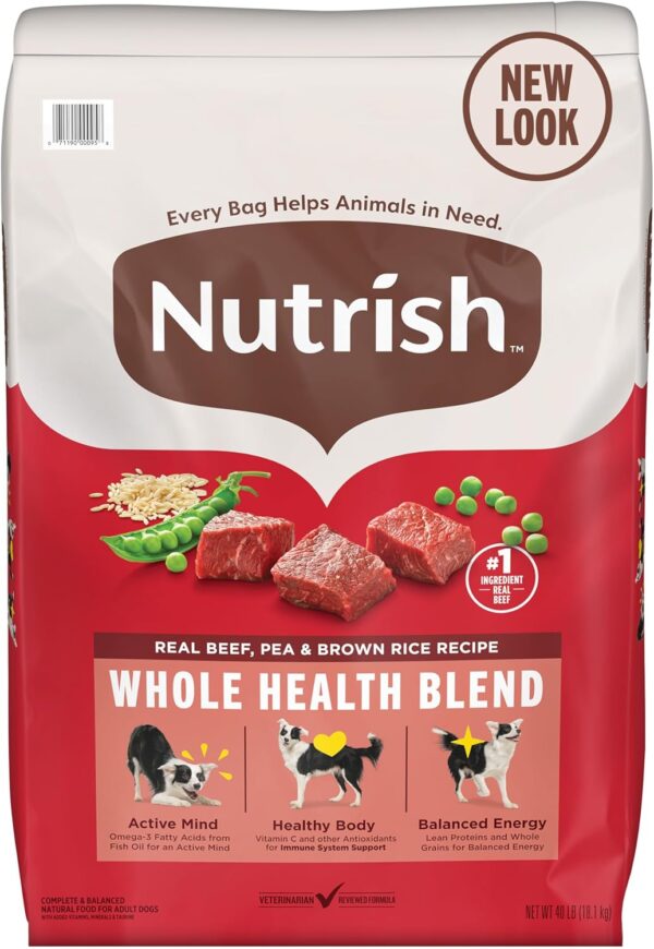 Nutrish Real Beef, Pea & Brown Rice Recipe Whole Health Blend Dry Dog Food, 40 lb. Bag, Packaging May Vary (Rachael Ray)