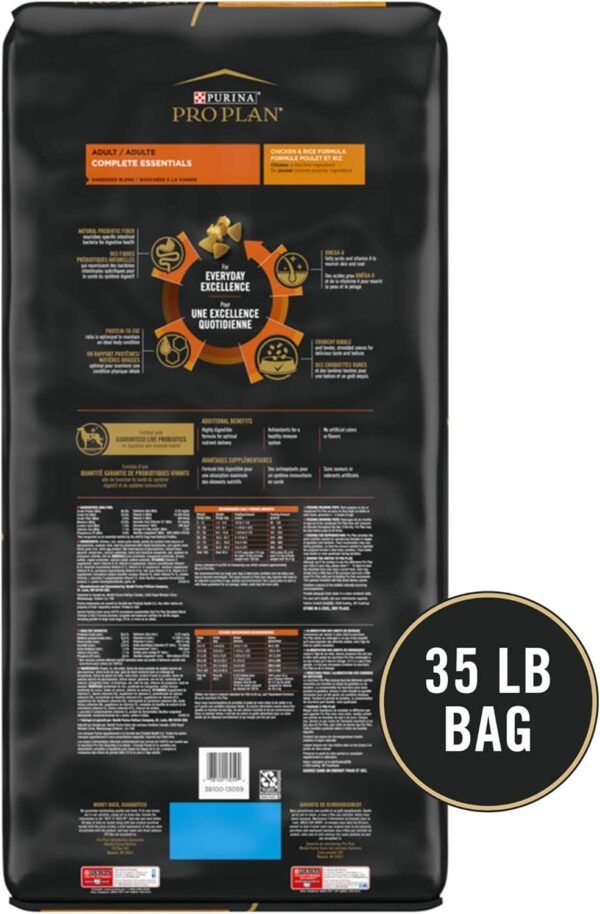 Purina Pro Plan Complete Essentials Shredded Blend Chicken and Rice Dog Food Dry Formula with Probiotics for Dogs - 35 lb. Bag - Image 6
