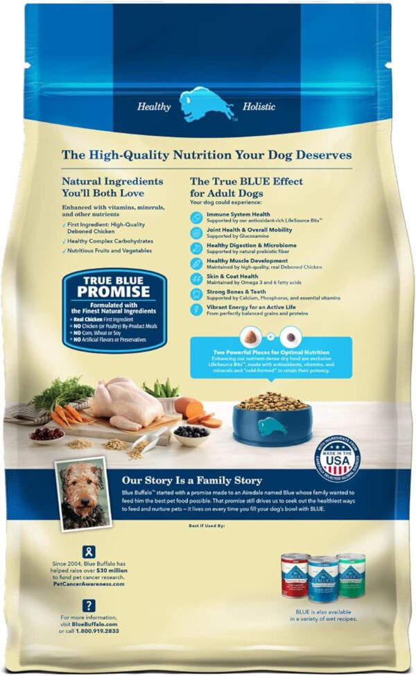 Blue Buffalo Life Protection Formula Adult Dry Dog Food, Helps Build and Maintain Strong Muscles, Made with Natural Ingredients, Chicken & Brown Rice Recipe, 15-lb. Bag - Image 2