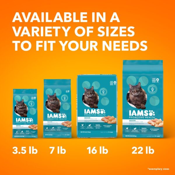 IAMS PROACTIVE HEALTH Adult Indoor Weight Control & Hairball Care Dry Cat Food with Chicken & Turkey Cat Kibble, 7 lb. Bag - Image 14