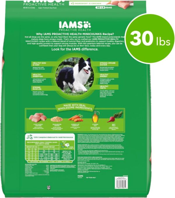 IAMS Proactive Health Minichunks Adult Dry Dog Food with Real Chicken, 30 lb. Bag - Image 2
