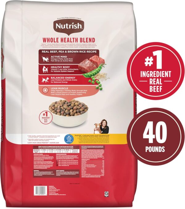 Nutrish Real Beef, Pea & Brown Rice Recipe Whole Health Blend Dry Dog Food, 40 lb. Bag, Packaging May Vary (Rachael Ray) - Image 3