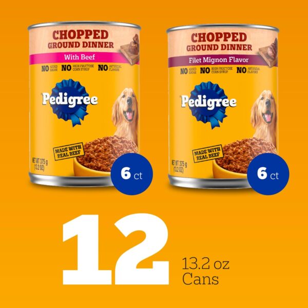 Pedigree Chopped Ground Dinner Wet Dog Food Filet Mignon & Beef Variety Pack, 13.2 oz. Cans (12 Count, Pack of 1) - Image 3
