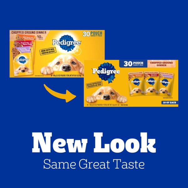 PEDIGREE CHOPPED GROUND DINNER Adult Soft Wet Dog Food 30-Count Variety Pack, 3.5 oz Pouches (Pack of 30) - Image 2