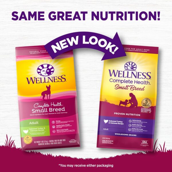 Wellness Complete Health Small Breed Adult Dry Dog Food with Grains and Real Turkey, Natural Ingredients, Omega Fatty Acids, and Probiotics, Made in USA (12-Pound Bag)” - Image 3