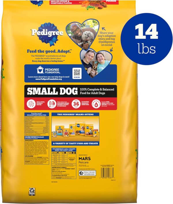 Pedigree Complete Nutrition Adult Small Dog Dry Dog Food, Grilled Steak and Vegetable Flavor, 14 lb. Bag - Image 2