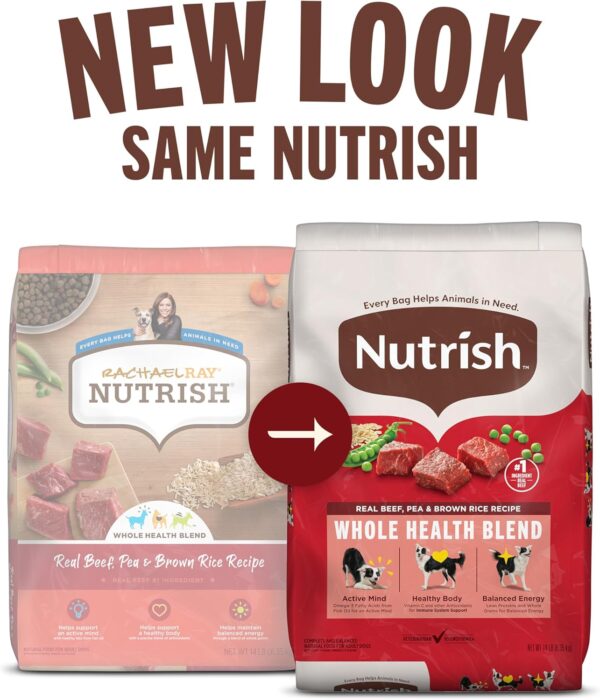 Nutrish Real Beef, Pea & Brown Rice Recipe Whole Health Blend Dry Dog Food, 40 lb. Bag, Packaging May Vary (Rachael Ray) - Image 2