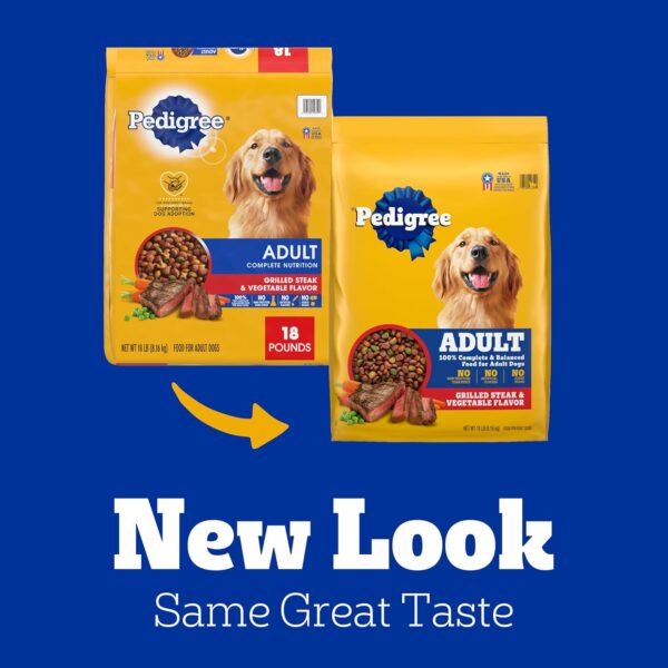 Pedigree Complete Nutrition Adult Dry Dog Food, Grilled Steak & Vegetable Flavor, 18 lb. Bag - Image 3