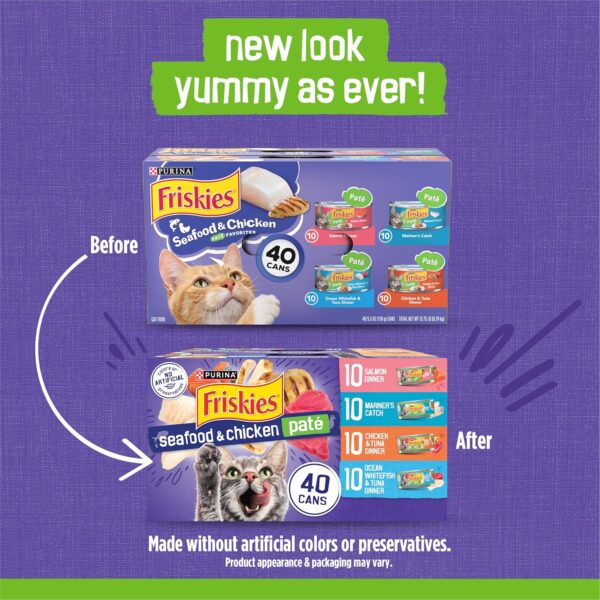 Purina Friskies Pate Wet Cat Food Variety Pack Seafood and Chicken Pate Favorites 40ct VP - (Pack of 40) 5.5 oz. Cans - Image 2